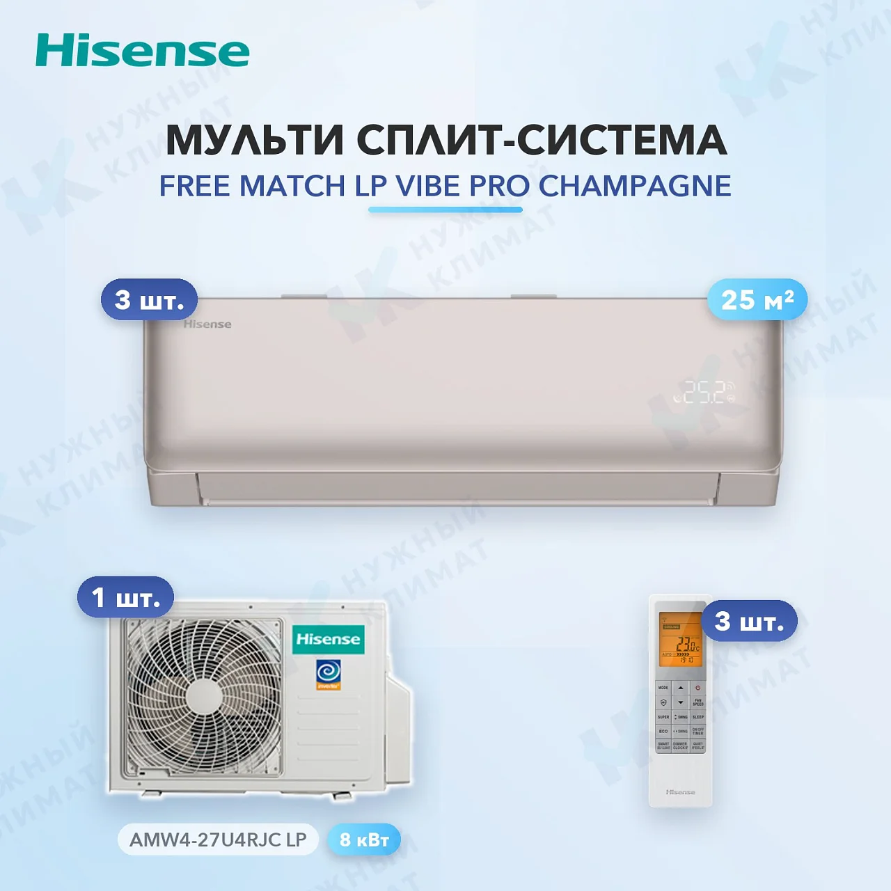 Мульти-сплит система Hisense AMS-09UW4RYCHD00(C) (x3) / AMW4-27U4RJC LP