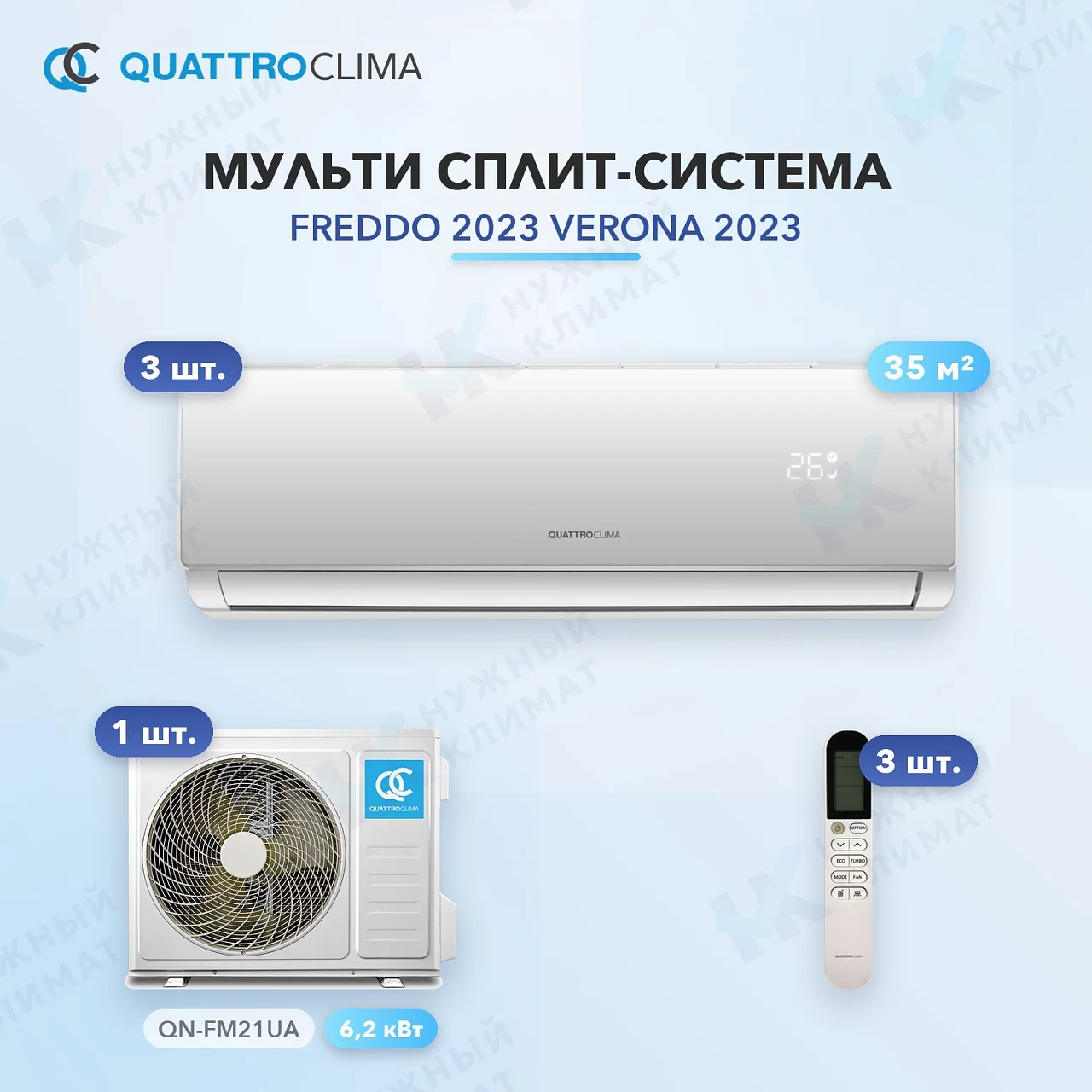 Мульти-сплит система QuattroClima QV-FM12WA (x3) / QN-FM21UA