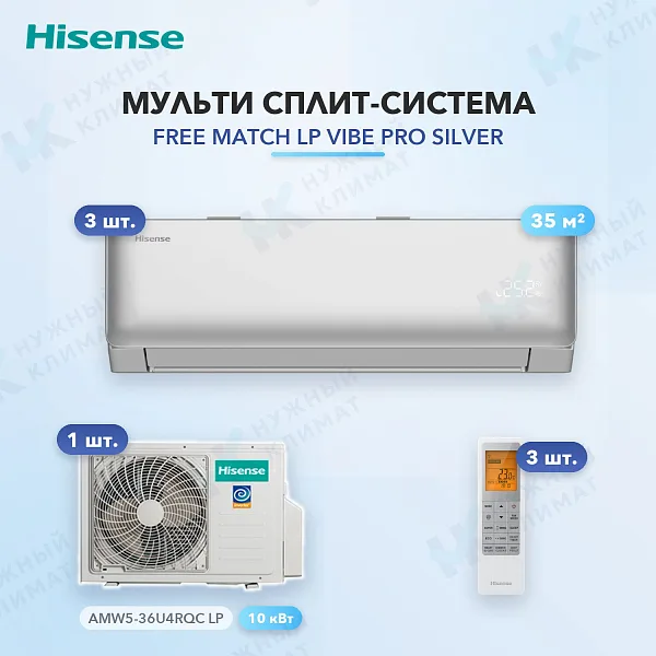 Мульти-сплит система Hisense AMS-12UW4RWUHD00(S) (x3) / AMW5-36U4RQC LP