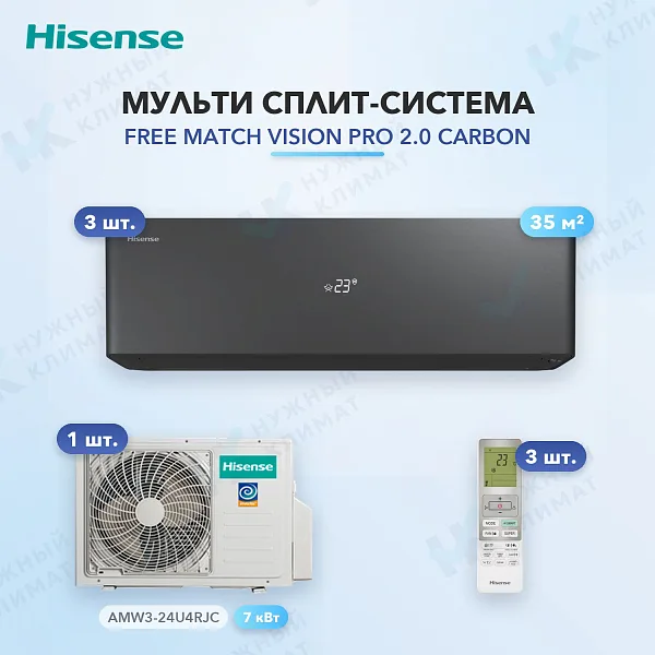 Мульти-сплит система Hisense AS-13UW4RXVQH02G(B) (x3) / AMW3-24U4RJC