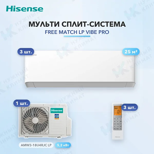 Мульти-сплит система Hisense AMS-09UW4RYCHB00 (x3) / AMW3-18U4RJC LP