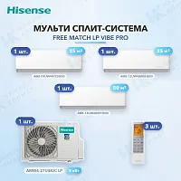 Мульти-сплит система Hisense AMS-09UW4RYCHB00 (x1) + AMS-12UW4RWUHB00 (x1) + AMS-18UW4RXPHB00 (x1) / AMW4-27U4RJC LP