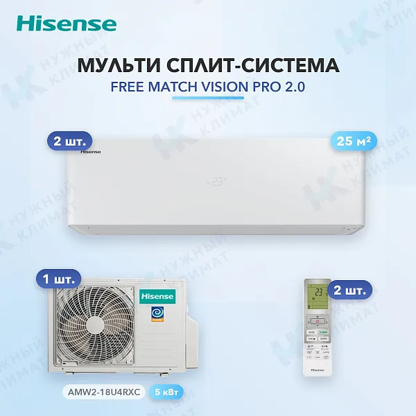 Мульти-сплит система Hisense AS-10UW4RXVQH01AG (x2) / AMW2-18U4RXC