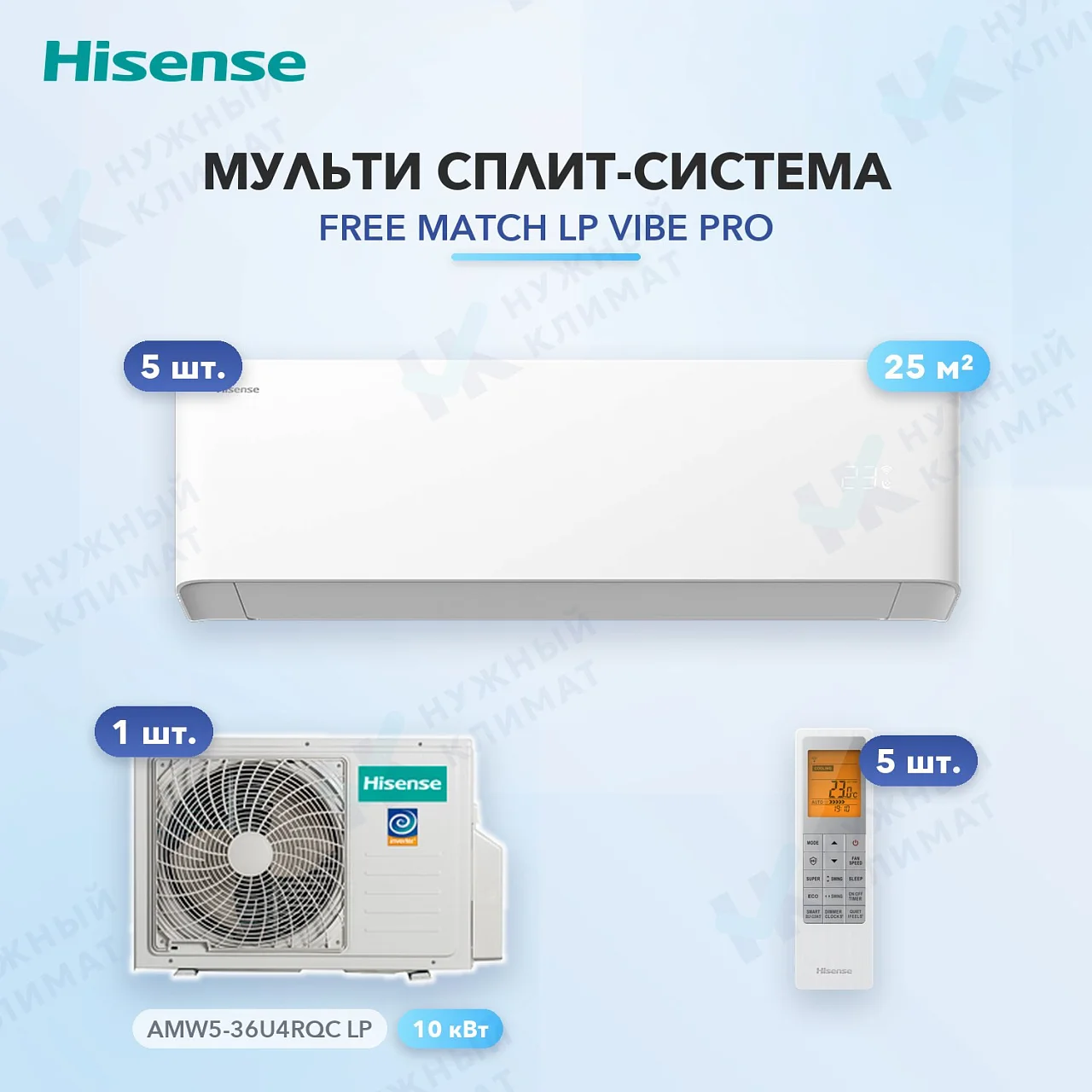 Мульти-сплит система Hisense AMS-09UW4RYCHB00 (x5) / AMW5-36U4RQC LP