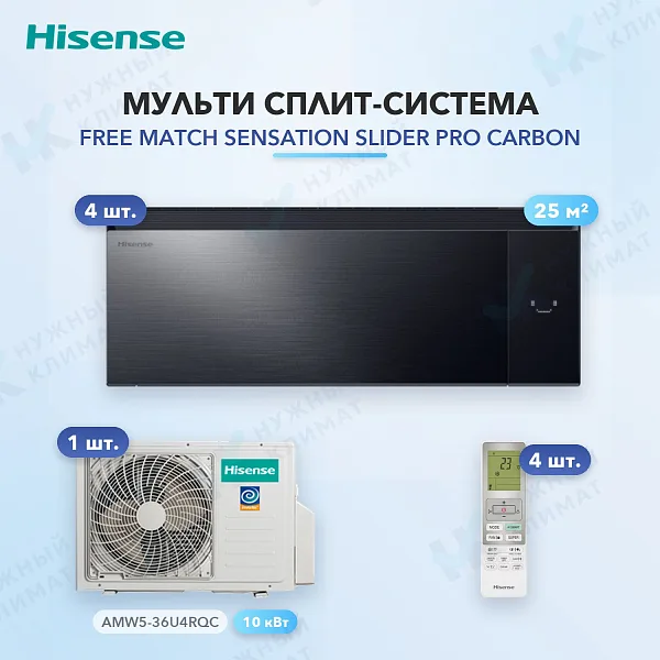 Мульти-сплит система Hisense AS-10UW4RWMQK00G(B) (x4) / AMW5-36U4RQC