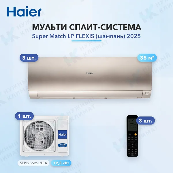 Мульти-сплит система Haier AS35S2SF4FA-G (x3) / 5U125S2SL1FA