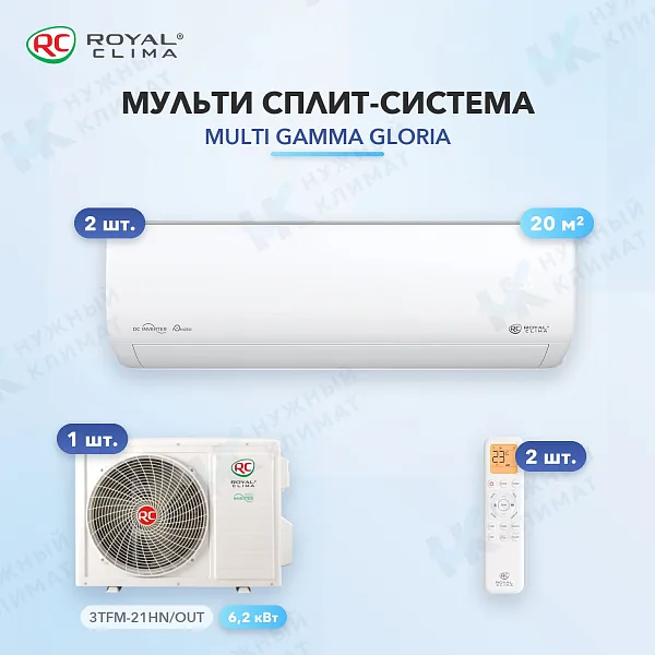 Мульти-сплит система Royal Clima RCI-GLD07HN (x2) / 3TFM-21HN/OUT