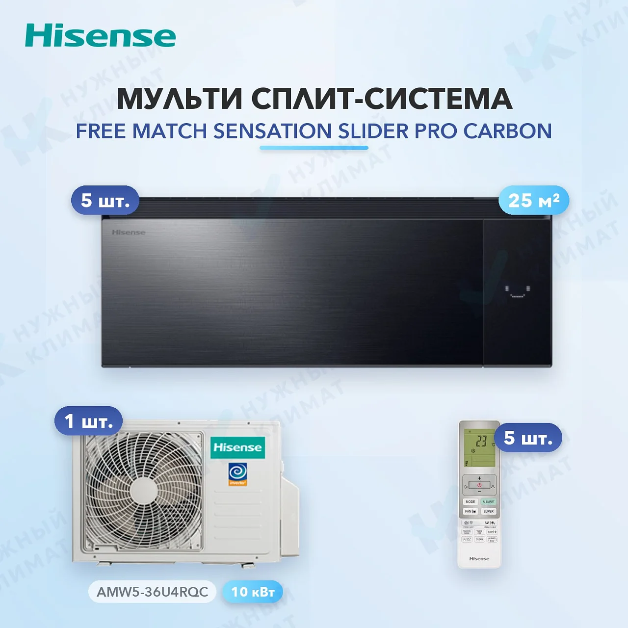 Мульти-сплит система Hisense AS-10UW4RWMQK00G(B) (x5) / AMW5-36U4RQC