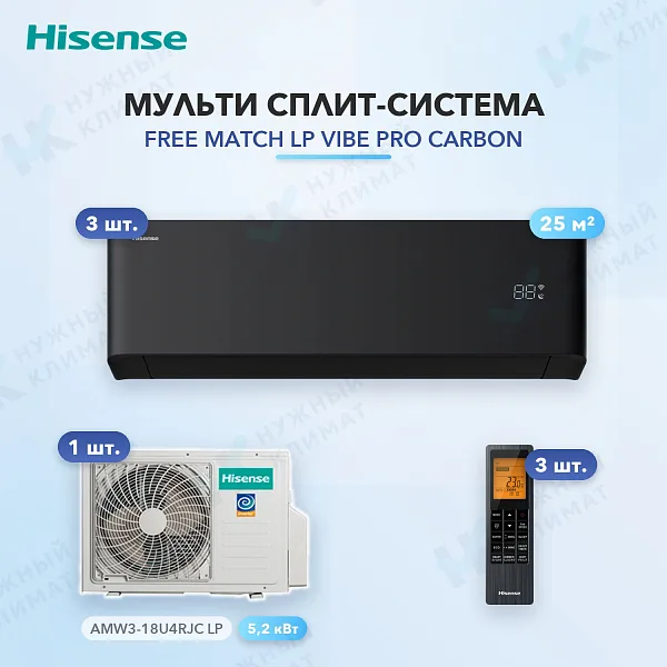 Мульти-сплит система Hisense AMS-09UW4RYCHB00(B) (x3) / AMW3-18U4RJC LP
