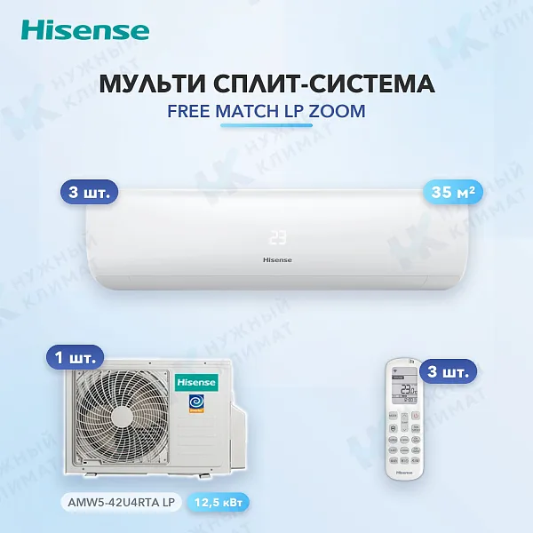 Мульти-сплит система Hisense AMS-12UW4RXRKB00 (x3) / AMW5-42U4RTA LP