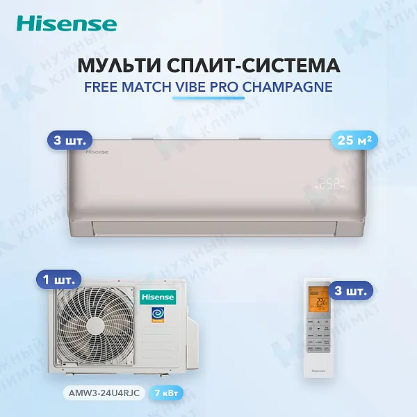 Мульти-сплит система Hisense AMS-09UW4RYCHD00(C) (x3) / AMW3-24U4RJC