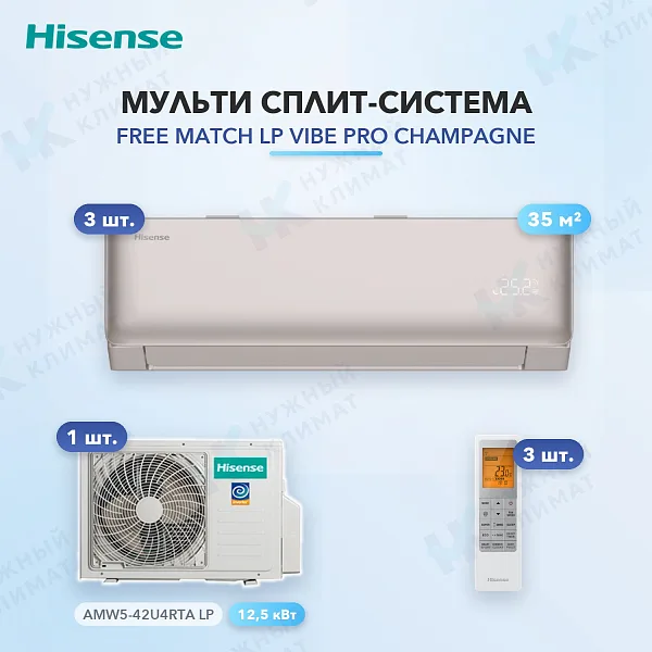 Мульти-сплит система Hisense AMS-12UW4RWUHD00(C) (x3) / AMW5-42U4RTA LP