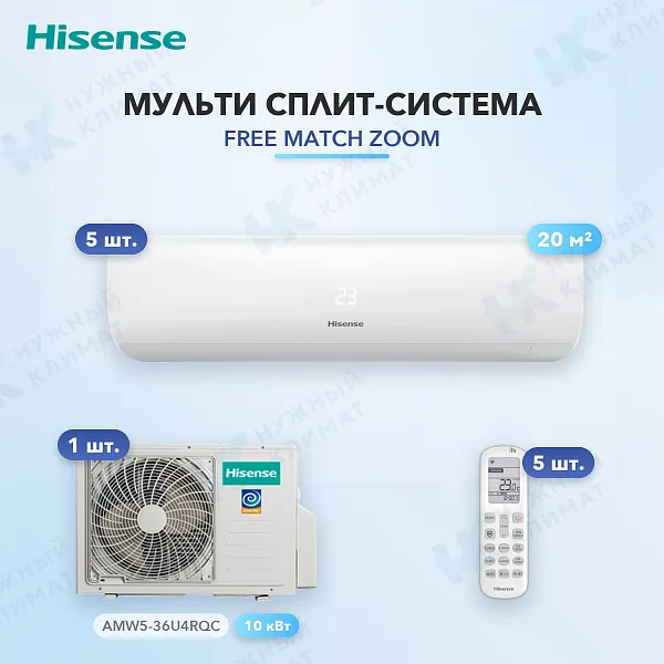 Мульти-сплит система Hisense AMS-07UW4RMRKB00 (x5) / AMW5-36U4RQC