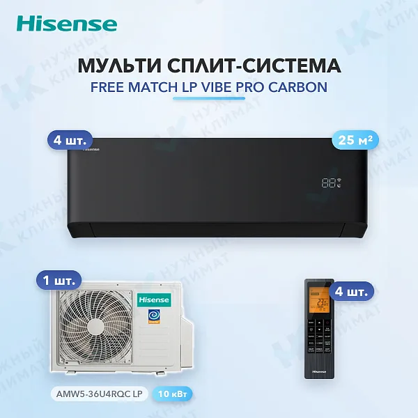 Мульти-сплит система Hisense AMS-09UW4RYCHB00(B) (x4) / AMW5-36U4RQC LP