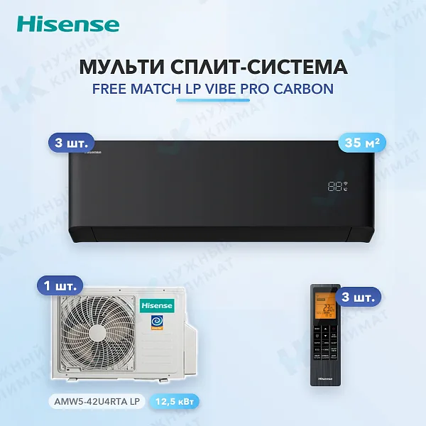 Мульти-сплит система Hisense AMS-12UW4RWUHB00(B) (x3) / AMW5-42U4RTA LP