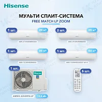Мульти-сплит система Hisense AMS-07UW4RMRKB00 (x1) + AMS-09UW4RMRKB00 (x2) + AMS-12UW4RXRKB00 (x1) + AMS-18UW4RXSKB01 (x1) / AMW5-42U4RTA LP