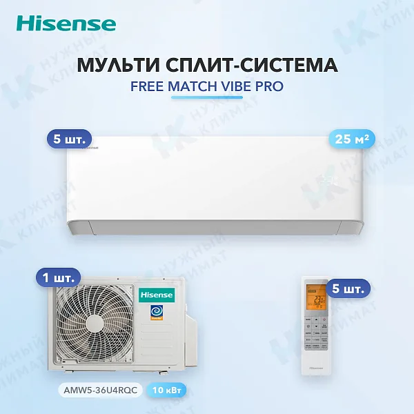 Мульти-сплит система Hisense AMS-09UW4RYCHB00 (x5) / AMW5-36U4RQC
