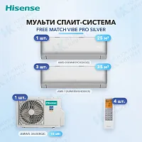 Мульти-сплит система Hisense AMS-09UW4RYCHD00(S) (x1) + AMS-12UW4RWUHD00(S) (x3) / AMW5-36U4RQC