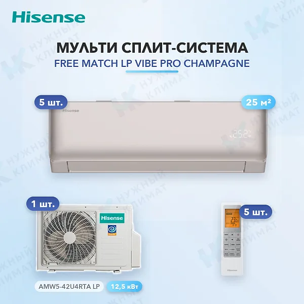 Мульти-сплит система Hisense AMS-09UW4RYCHD00(C) (x5) / AMW5-42U4RTA LP