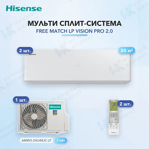 Мульти-сплит система Hisense AS-13UW4RXVQH02G (x2) / AMW3-24U4RJC LP