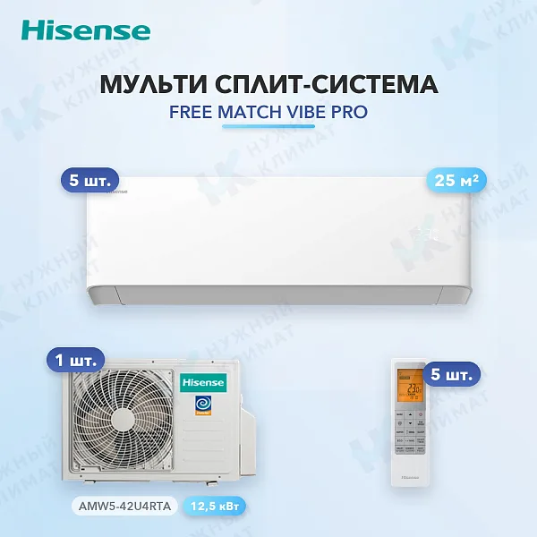 Мульти-сплит система Hisense AMS-09UW4RYCHB00 (x5) / AMW5-42U4RTA