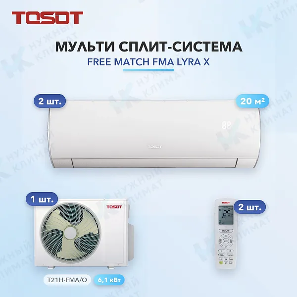 Мульти-сплит система Tosot T07H-SLyWA/I (x2) / T21H-FMA/O