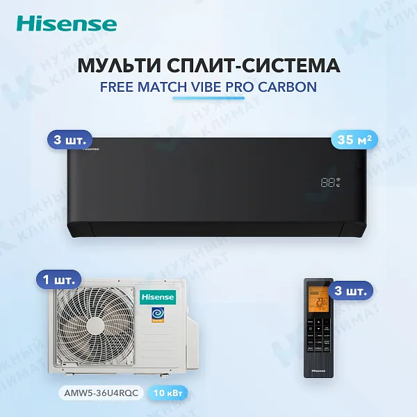 Мульти-сплит система Hisense AMS-12UW4RWUHB00(B) (x3) / AMW5-36U4RQC