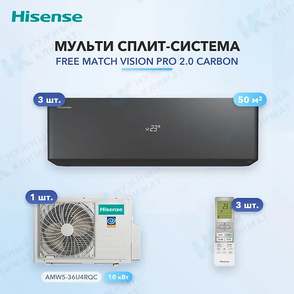 Мульти-сплит система Hisense AS-18UW4RBVQH01G(B) (x3) / AMW5-36U4RQC