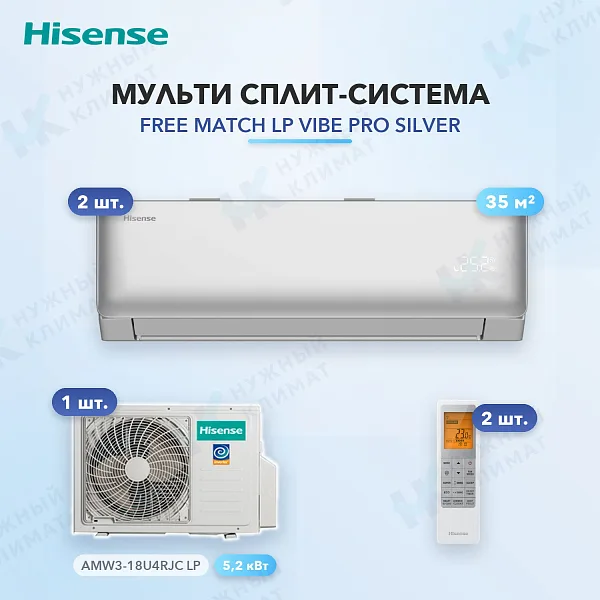 Мульти-сплит система Hisense AMS-12UW4RWUHD00(S) (x2) / AMW3-18U4RJC LP