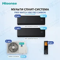 Мульти-сплит система Hisense AMS-09UW4RYCHB00(B) (x4) + AMS-18UW4RXPHB00(B) (x1) / AMW5-36U4RQC