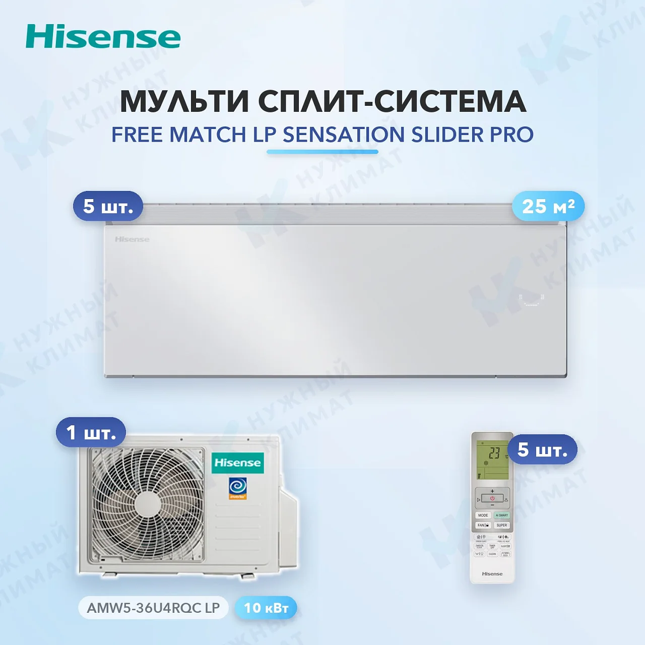 Мульти-сплит система Hisense AS-10UW4RWMQK00G (x5) / AMW5-36U4RQC LP
