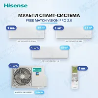 Мульти-сплит система Hisense AS-10UW4RXVQH01AG (x1) + AS-13UW4RXVQH02G (x1) + AS-18UW4RBVQH01G (x1) / AMW5-36U4RQC