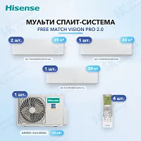 Мульти-сплит система Hisense AS-10UW4RXVQH01AG (x2) + AS-13UW4RXVQH02G (x1) + AS-18UW4RBVQH01G (x1) / AMW5-36U4RQC