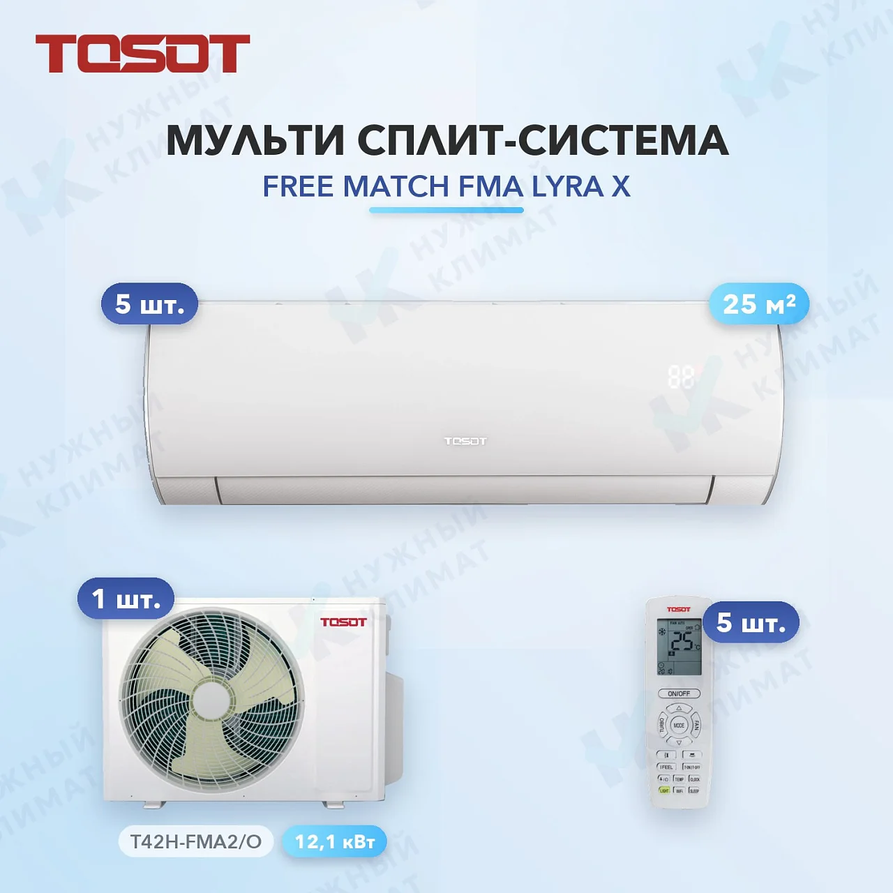 Мульти-сплит система Tosot T09H-SLyWA/I (x5) / T42H-FMA2/O